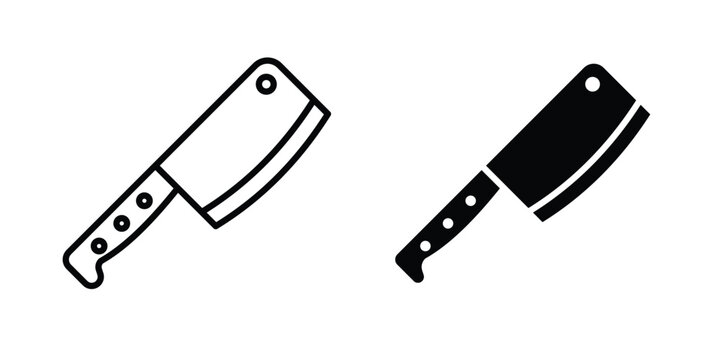 Butcher knife icon line and glyph bundle