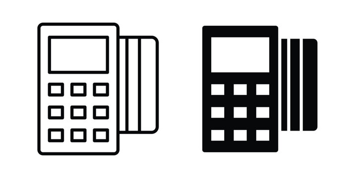 Card machine icon line and glyph bundle