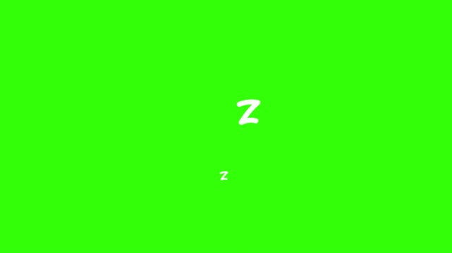 White Hand Drawn Zzz Doodle Sleeping Illustration Animation, cartoon concept on green screen background, 4k video