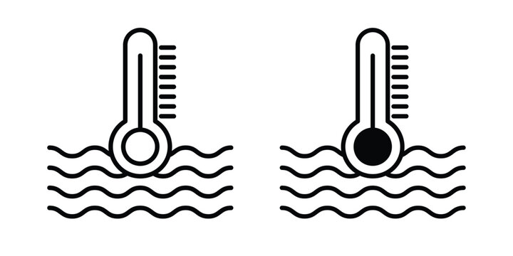Car temperature icon line and glyph bundle