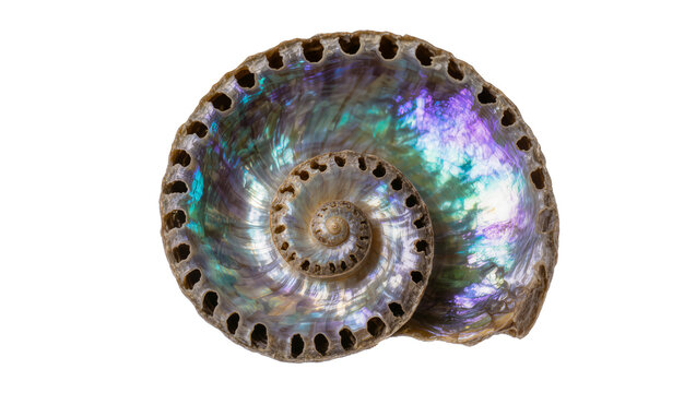 Iridescent Paua Shell Spiral with Perforated Edge