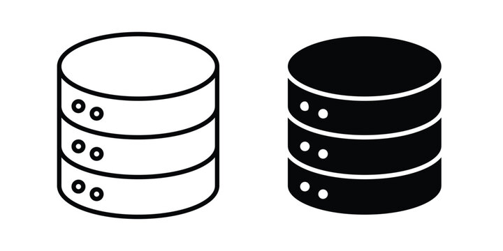 Database icon line and glyph bundle