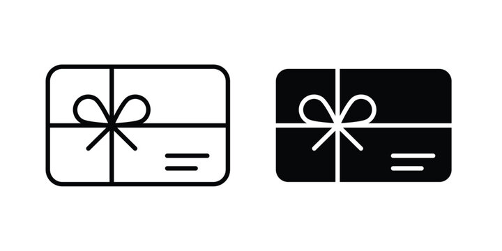 Gift voucher icon line and glyph bundle