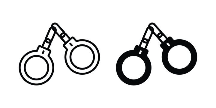 Handcuffs icon line and glyph bundle