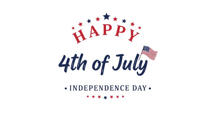 Patriotic Happy 4th of July Independence Day typography, American flag and stars vector illustration, red white and blue holiday greeting card © ZINIYAISLAM