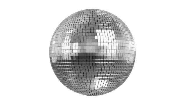 Silver disco ball reflecting light, close-up view