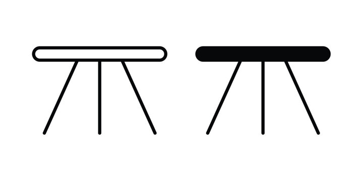 Three legged stool icon line and glyph bundle