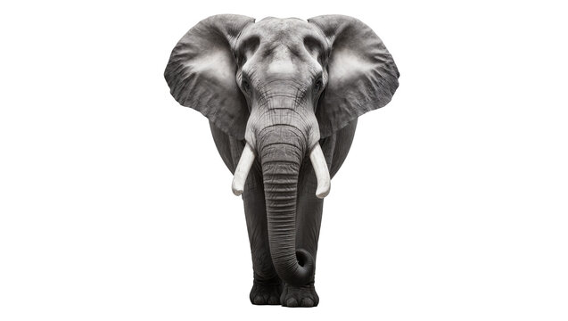 African elephant with large ears and tusks facing forward