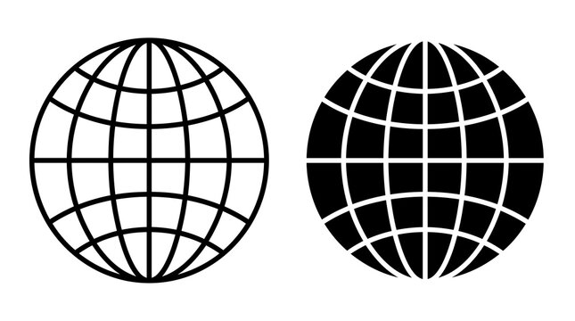 Two large globe spheres with longitudinal and latitudinal lines.