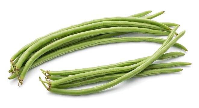 Fresh green string beans isolated on white background healthy food ingredient