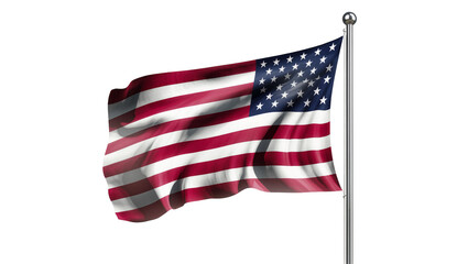 Obraz premium American flag waving on flagpole, stars and stripes