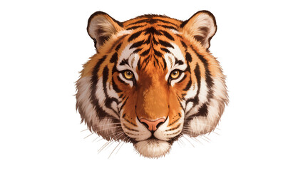Obraz premium Tiger face portrait with orange fur and black stripes