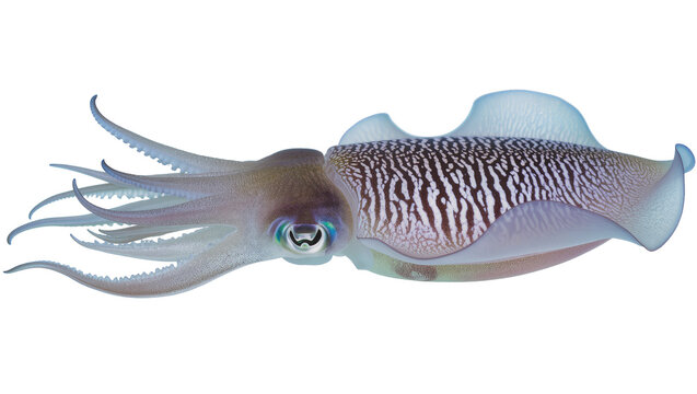 Cuttlefish with patterned mantle and tentacles