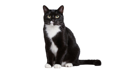 Black and white tuxedo cat sitting attentively © Lisa