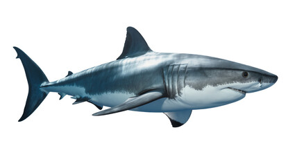 Fototapeta premium Great White Shark swimming side view, detailed skin texture