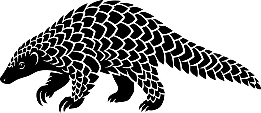 Pangolin scaly anteater silhouette art.