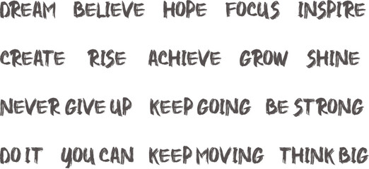 Handwritten motivational quotes vector set with inspirational phrases in sketch typography style. Creative positive word collection features uplifting messages for planners and posters. Modern  © Parul
