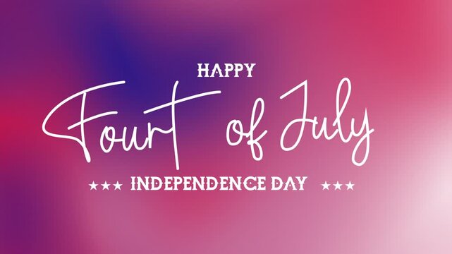 Happy Fourth of July, Independence Day Cursive Text Animation on Red, White, and Blue Liquid Gradient Background animation.