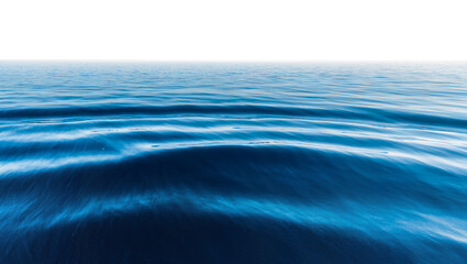 Deep blue ocean waves with white foam crests, isolated on transparent background