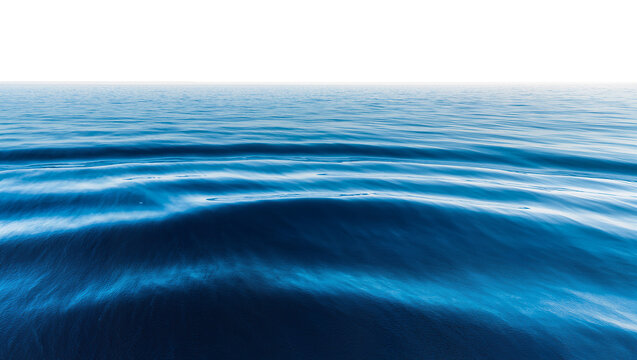 Deep blue ocean waves with white foam crests, isolated on transparent background