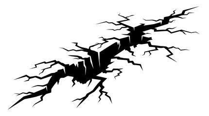 Obraz premium Black crack on white background broken ground