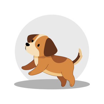 Happy puppy jumping up