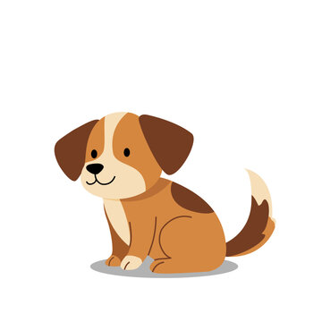 Cute puppy sitting happily