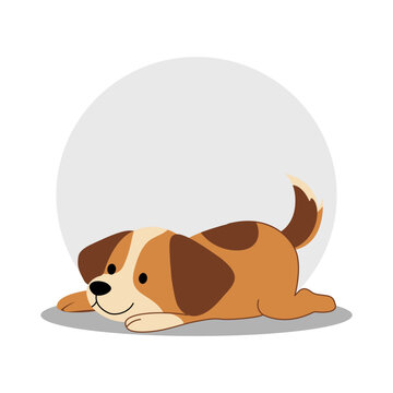 Cartoon puppy lying flat
