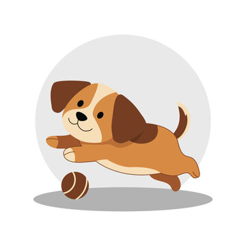 Playful puppy catching ball
