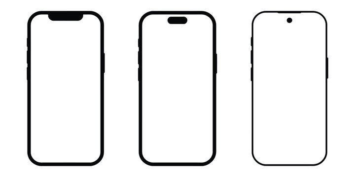 Smartphone frame mockup set vector illustration, modern mobile screen template layouts, clean device display frames