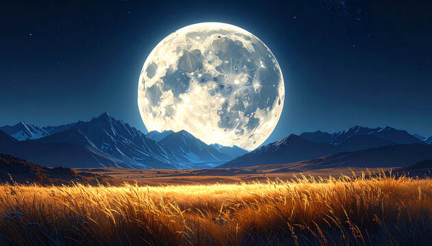Moon Over Mountain Plains