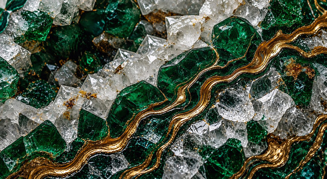 Luxury Emerald and Diamond Texture Background with Gold Pattern