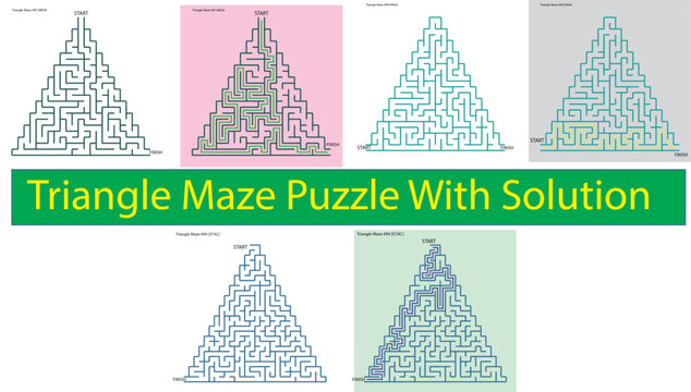 triangle maze puzzle with solution for kids and adults  brain teaser game