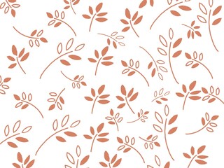 Fototapeta premium 白バックにオレンジ色の葉っぱ模様の背景素材イラスト