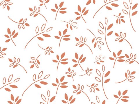 白バックにオレンジ色の葉っぱ模様の背景素材イラスト