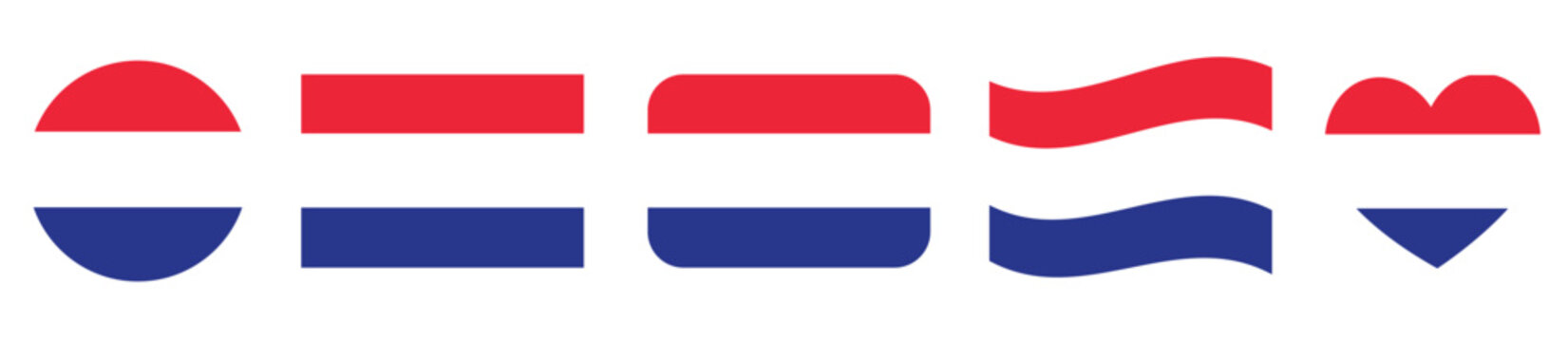 Netherlands flag icons in various shapes isolated on transparent background