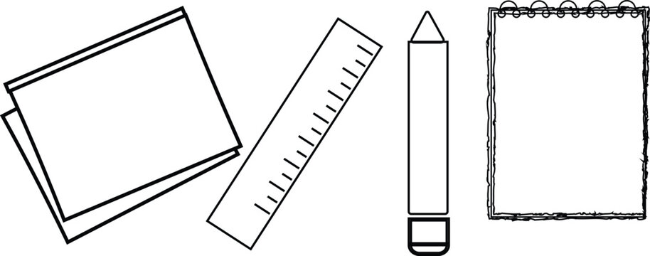 Minimalist school science and math line icons set with open books chemistry test tube and graphs isolated on white background