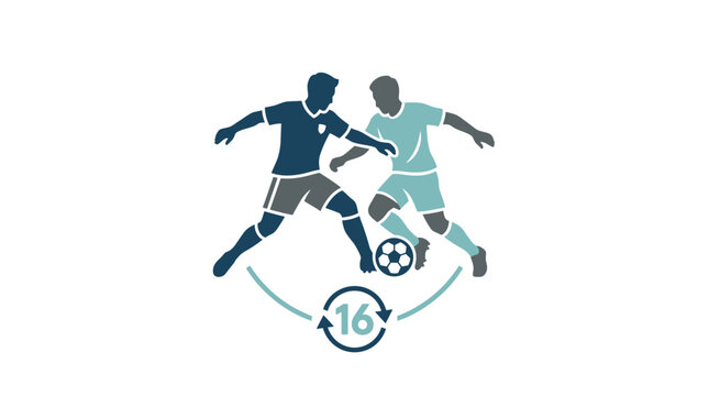 Two soccer players competing for ball possession during a match