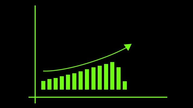 Minimal growth chart with rising bars and an upward arrow animation