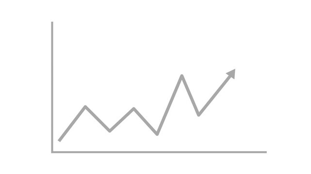 Simple rising line chart with arrow business growth progress and positive financial trend animation
