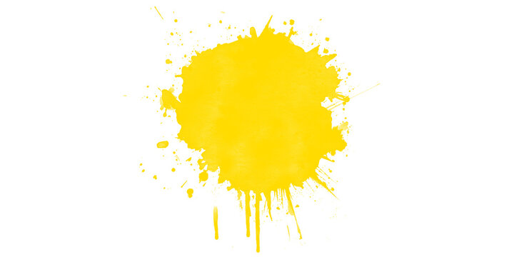 Yellow paint splash isolated on transparent background