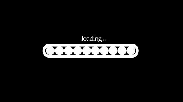 White loading bar and text waiting screen animation