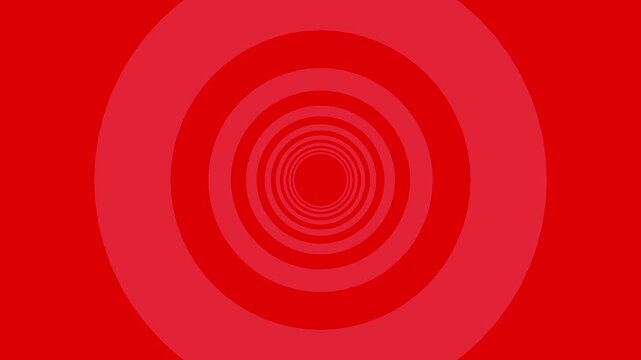 赤い丸が交互に並ぶトンネルを進むアニメーション。ポップな丸いビームの映像背景