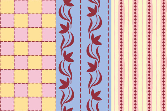 Vector seamless pattern in vintage heirloom cottage garden style, vintage classic modern trendy backgrounds and textile surface designs for stationery, fabrics, digital scrapbook 