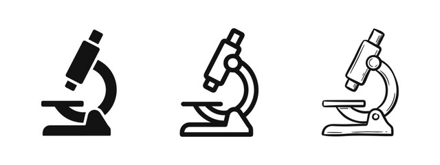 Science microscope icon set © drawing lines