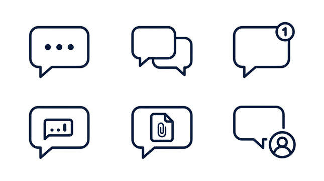Chat Bubbles Icons Set: Messages, Notification, Attachments, User Profile