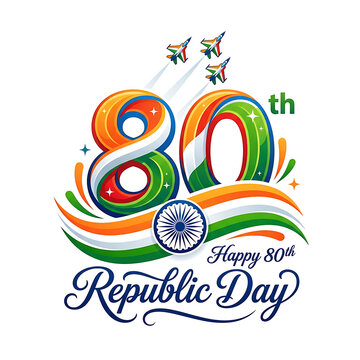 Republic day 80th anniversary india celebration icon
