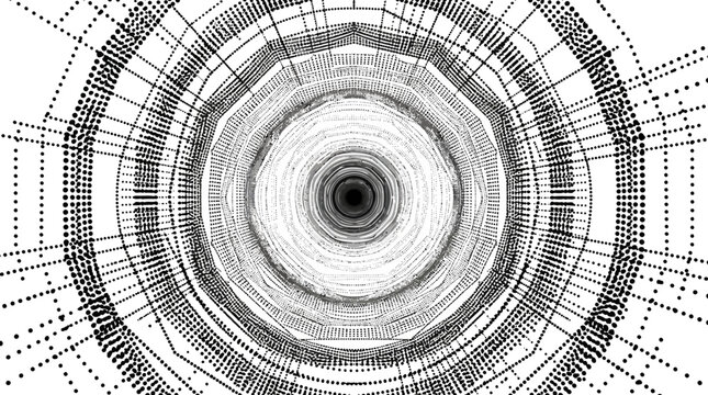 Abstract tunnel vision depth perception optical illusion geometric shapes digital art modern background technology science concept.