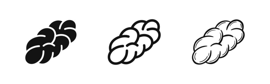 Bread Icons Set: Solid, Outline, and Sketch Styles