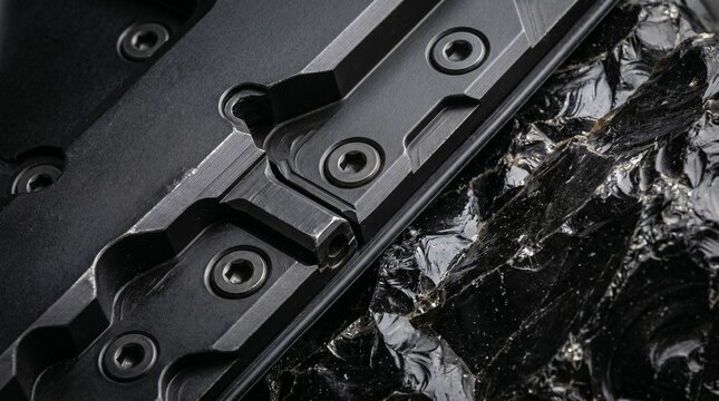 Macro Detail Of Obsidian Vault Door For Digital Asset Preservation